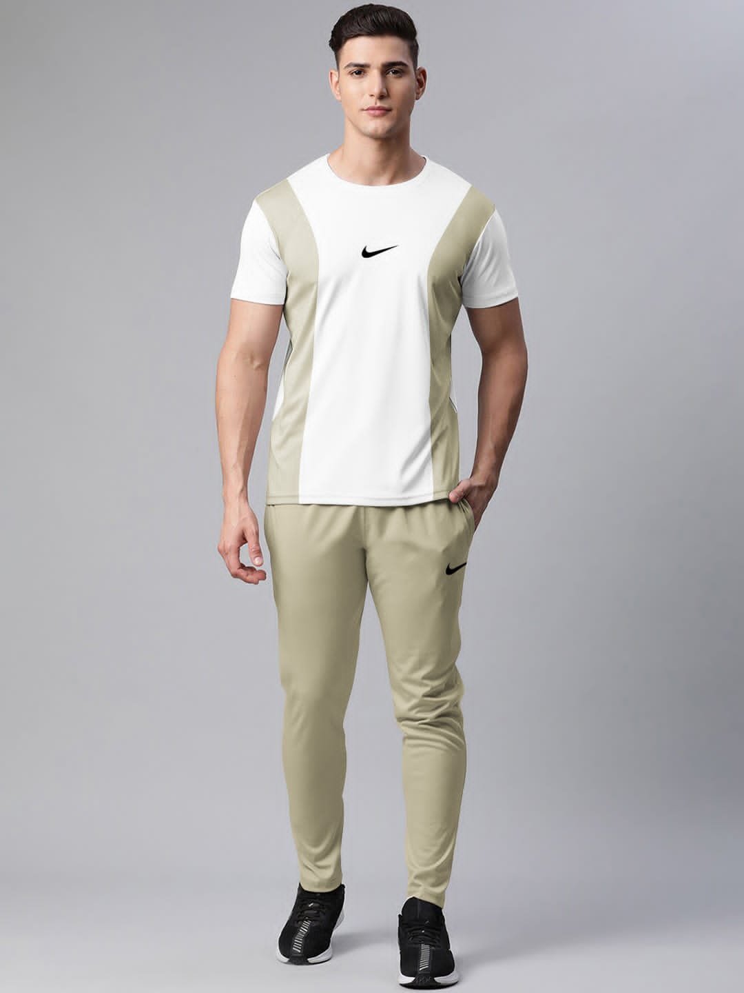 Nike Tracksuit For Men - White & Olive Green